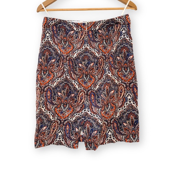 J. Crew pencil skirt in blue, orange and white paisley - Picture 2 of 3